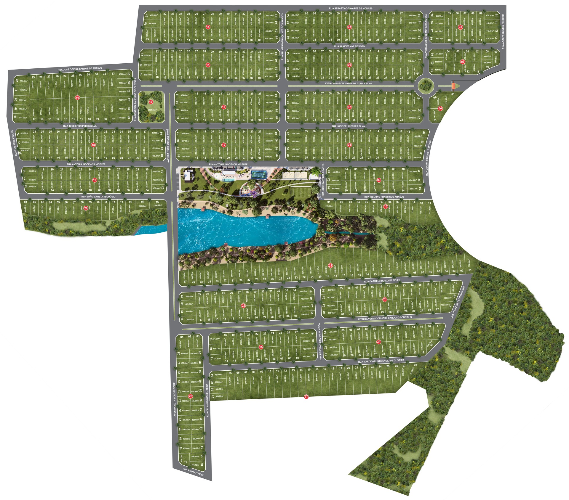 Mapa de lotes do Condomínio Aldeia do Lago